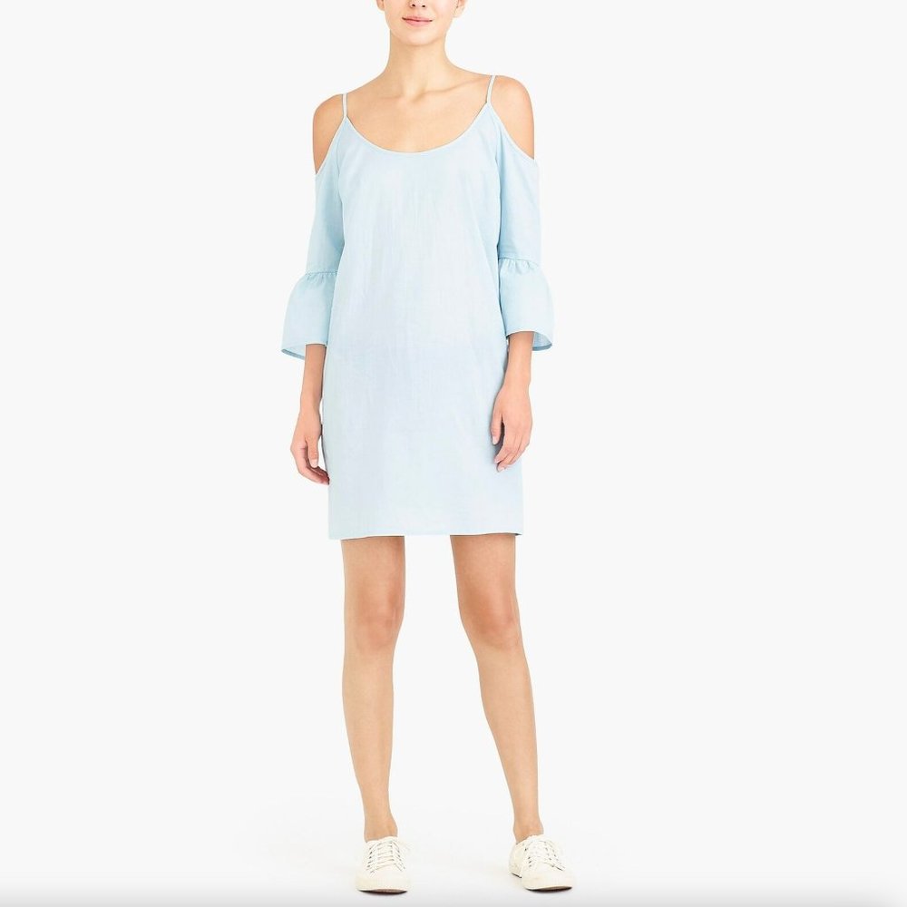 J. Crew Blue Cold-Shoulder Beach Dress Swim Cover Up Size XS NWT